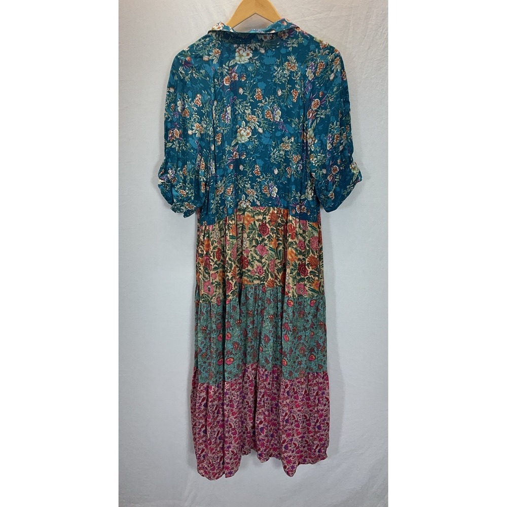 NATURAL LIFE Teal Multi-Color Floral Maxi Dress - Picture 2 of 7